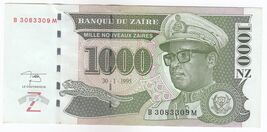 Zaire, 5000 zaire, 1988, Banque Du zaire, P37, AUNC - $6.73