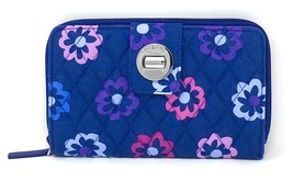 Vera Bradley Turnlock Wallet in Ellie Flowers with Purple Interiors - NWT - £31.93 GBP