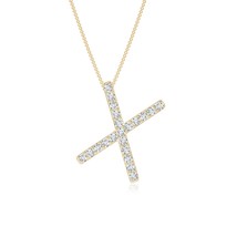 ANGARA Lab-Grown 0.17Ct Diamond Capital &quot;X&quot; Initial Pendant Necklace in 14K Gold - £521.81 GBP