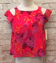 GB Girls Tropical Floral Cold Shoulder Shirt Blouse Flutter Sleeve Size L NEW - £14.26 GBP