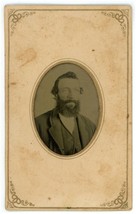CIRCA 1860&#39;S Paper Framed 2.38X3.88 in TINTYPE Handsome Older Man With Beard - £14.49 GBP