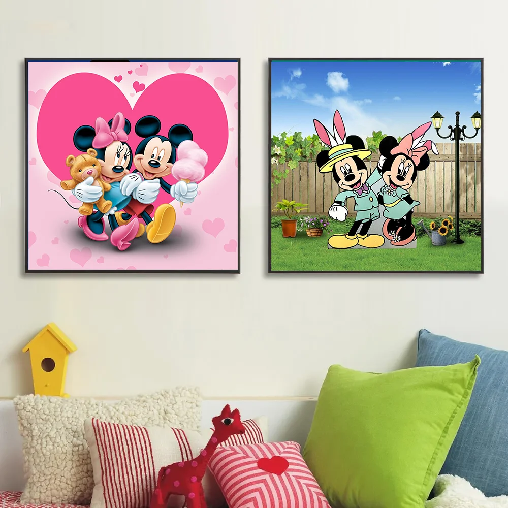 Play 5D DIY  Diamond Painting Cartoon Minnie Princess Mickey Mouse Stitch Full D - £23.54 GBP