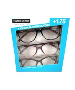 Foster Grant +1.75 Fashion Reading Glasses 3-Pack UVA-UVB Lens Protection - £18.14 GBP