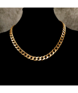 Womens Cuban Link Chain Collar Necklace 16" Gold-Toned EUC - $17.77