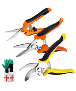 3 Pack Garden Pruning Shears Set  Stainless Steel Blades with Gardening ... - £17.11 GBP
