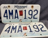 2017 Missouri license plates set of 2 - 4MA 192 - July Bluebird - $11.88
