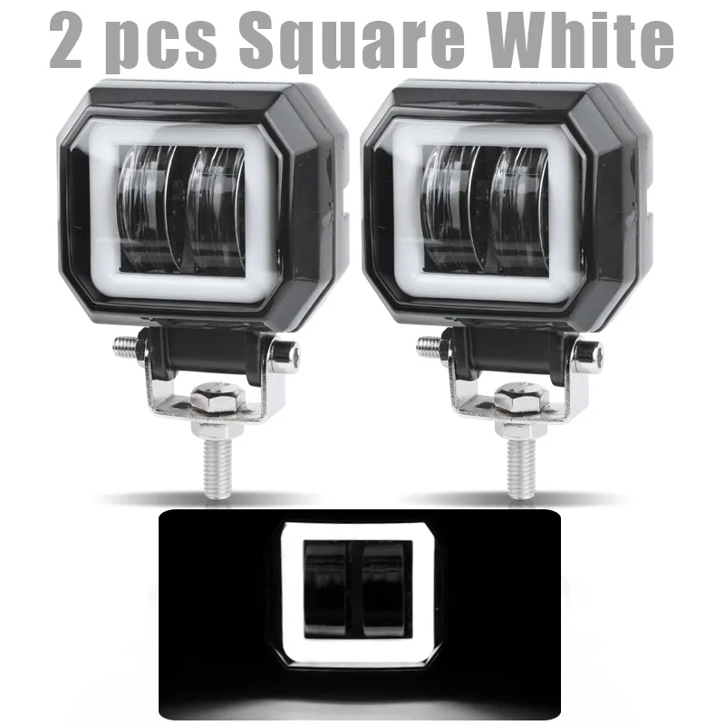 3 Inch 7D Lens LED Work Light Bar Square Car Headlight Halo Fog Lamp DRL... - £116.71 GBP