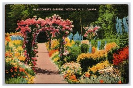 Butchart Gardens Arbor Victoria BC British Columbia Canada Linen Postcard Z3 - £2.29 GBP