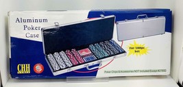 Poker Set In Aluminum Case WITH 500 Pieces~Dice, Poker Cards, &amp; Chips - £17.52 GBP