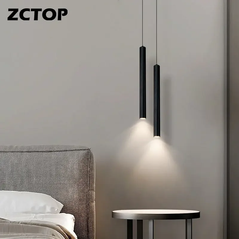 Minimalist LED Pendant Lights Black White Hanging Chandeliers Living Room - $53.80+