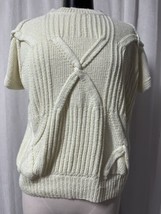Madelaine Lavonne Vintage Ivory Cable Knit 100% Cotton Short Sleeve Swea... - $49.50