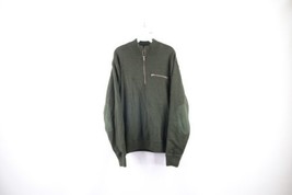 Vtg Cabelas Mens Large Lined Wool Knit Half Zip Pullover Sweater Jacket Green - £61.82 GBP