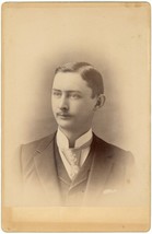 Circa 1890&#39;S Antique Cabinet Card Of Handsome Young Victorian Man With Moustache - £9.58 GBP