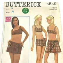 1960s Bikini Sewing Pattern Bust 36 Hipster Swimsuit Skirt Butterick 484... - £9.84 GBP