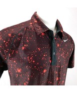 Nike Dri Fit Men Dk Red Black Golf Polo Shirt Splatter Sz L - £59.01 GBP