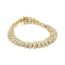 Radiant 10k Yellow Gold Diamond Double Row Cuban Bracelet Elegance - $2,551.00