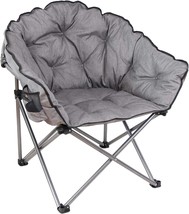 Padded Cushion Outdoor Folding Lounge Patio Club Chair, Gray, By Macsports, 129. - £98.28 GBP