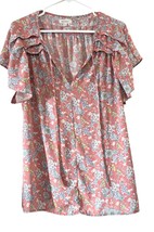 Max Studio Women&#39;s Floral Flutter Sleeve Pleated Top, Size XL - $11.88