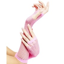 Pink Long Fishnet Mesh Arm Warmer Princess Barbie Costume Fingerless Elbow Glove - £3.71 GBP