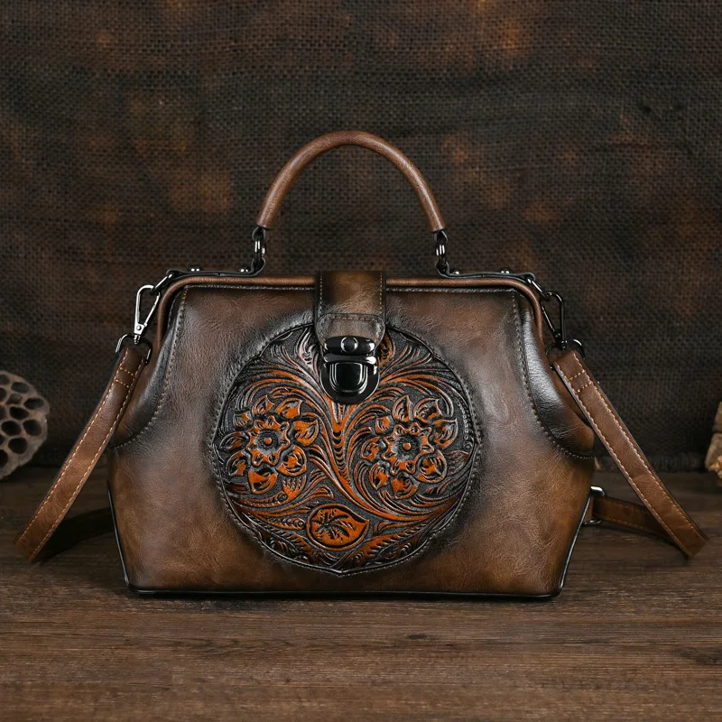 Vintage Luxury Handmade Leather Backpacks For Women  Handbags Hasp Ladies Shoul - £58.64 GBP