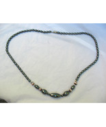 Hand Made Necklace Magnetite &amp; Mauve Tiger Eye Beads 19&quot;  Grey Black beads - £11.89 GBP