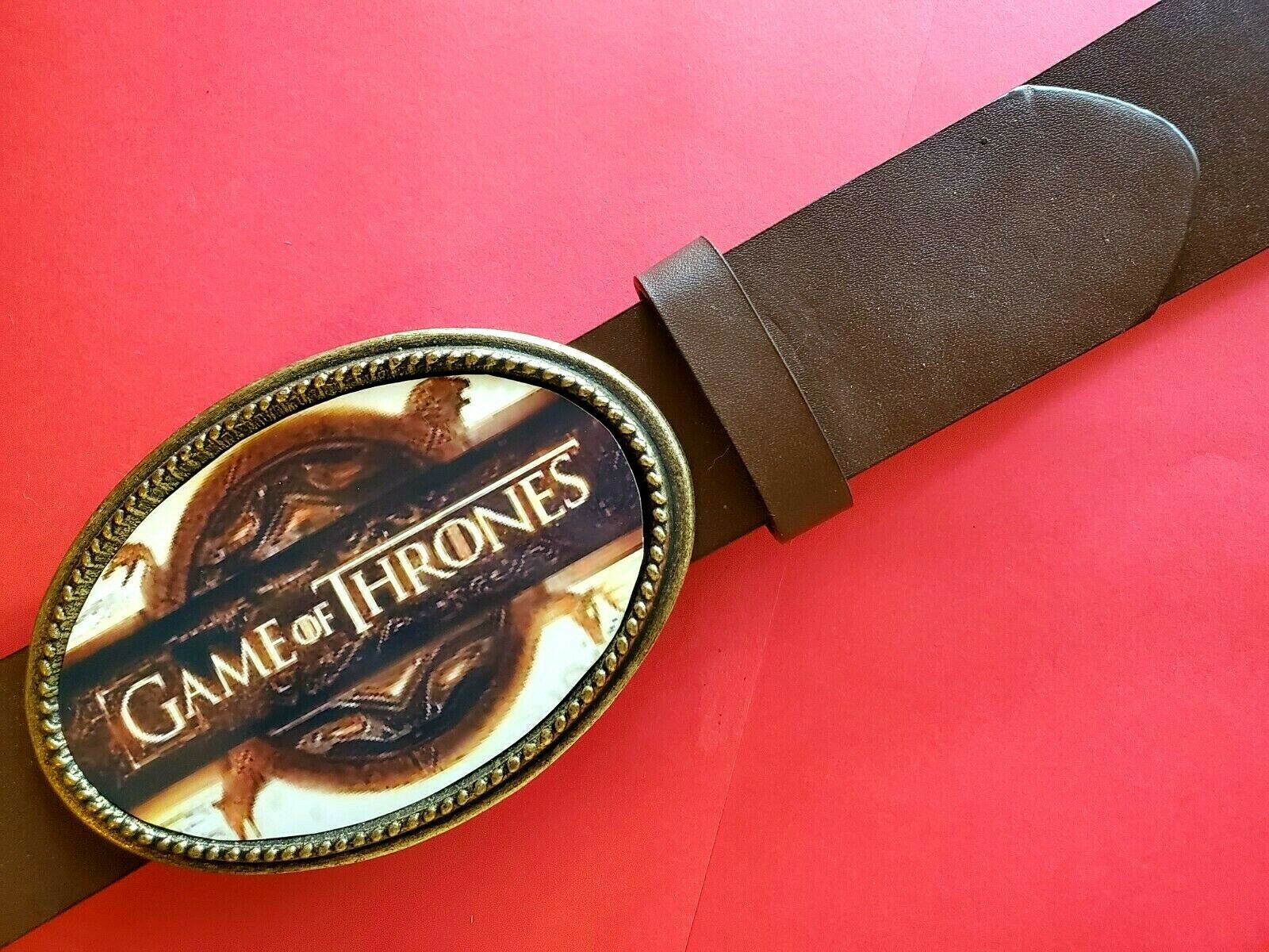 GAME of THRONES epoxy photo belt buckle and Brown Bonded Leather Belt - ... - $22.72