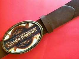GAME of THRONES epoxy photo belt buckle and Brown Bonded Leather Belt - NEW! - £17.95 GBP