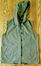 Women&#39;s Hooded Vest Small Army Green Route 66 Close Pull String EUC! - £15.77 GBP