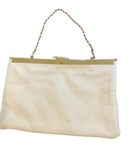 Vintage Etra Leather Clutch Purse with Short Chain Handle White - £18.68 GBP