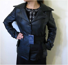 NWT Emporio &amp; Co., Women&#39;s Black Stylish Leather Jacket - Size M - Italy - £53.40 GBP