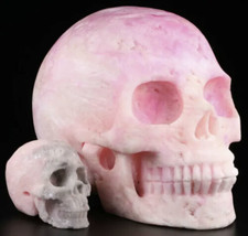 Pink Aragonite Crystal Skull Reiki- Mineral- Healing-Quartz-Realistic - £11.72 GBP+