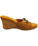 Truflex Wedge Sandals Womens 9.5M Brown Leather GF-Fred Tuscan Camel Bro... - $29.19