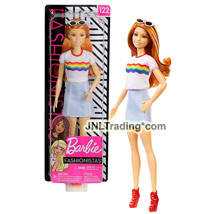 Year 2018 Fashionistas 12&quot; Doll #122 Caucasian Barbie in White Rainbow Top FXL55 - £19.97 GBP