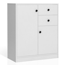 2-Door Free-standing Kitchen Sideboard with Adjustable Shelves-White - Color: W - £154.24 GBP