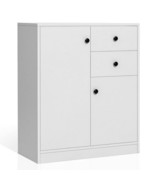 2-Door Free-standing Kitchen Sideboard with Adjustable Shelves-White - C... - £151.70 GBP