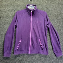 Nike Dri Fit Womens Sz L Full Zip Long Sleeve Lightweight Knit Jacket Pu... - £15.46 GBP