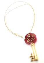Rare! Tiffany &amp; Co Cummings 18k Yellow Gold Jasper Key Large Pendant Necklace - £4,544.44 GBP