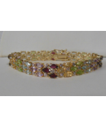 FAS Multi-color Stone Sterling Silver Tennis Bracelet 7.5&quot; - $343.38 CAD