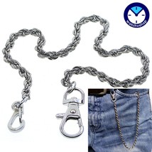 Pocket Watch Chain Albert Chain Silver Tone Rope Chain Swivel Lobster Clasp FC74 - £14.14 GBP