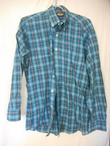 Vintage Towncraft Size L Blue Plaid Button Front cotton blend shirt - $371.81 MXN