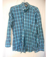 Vintage Towncraft Size L Blue Plaid Button Front cotton blend shirt - $371.81 MXN