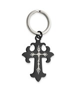 Stainless Steel Black Plated Cross Key Ring - $62.99