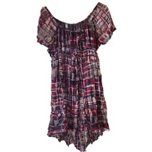 Hottie Multi-Color Short Sleeve Peasant Dress - £11.57 GBP