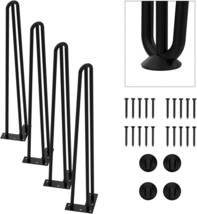 30 Inch 3rods Black Hairpin Legs 4pcs Heavyduty Metal Furniture Legs Midcentur - £28.98 GBP