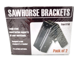 Sawhorse Brackets 2 Pack Tough Steel Pre Drilled Nail Holes Holds Standard 2x4 - £15.23 GBP