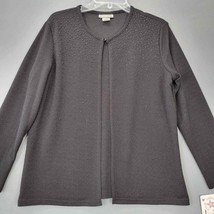 Notations Women Shirt Size L Black Stretch Beaded Layered Button Long Sleeve Top - £11.60 GBP