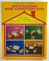 Vintage Wood Craft Assembly Knockdown Mini Furniture Doll House MASTER BEDROOM - £15.77 GBP