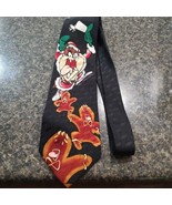 Looney Tunes Taz Tasmania Devil Christmas Mens Necktie  Black Gingerbrea... - $11.10 CAD