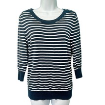 Banana Republic Navy Blue Cream Striped Sweater Button Detail size S PS ... - $339.66 MXN