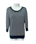 Banana Republic Navy Blue Cream Striped Sweater Button Detail size S PS ... - $18.23